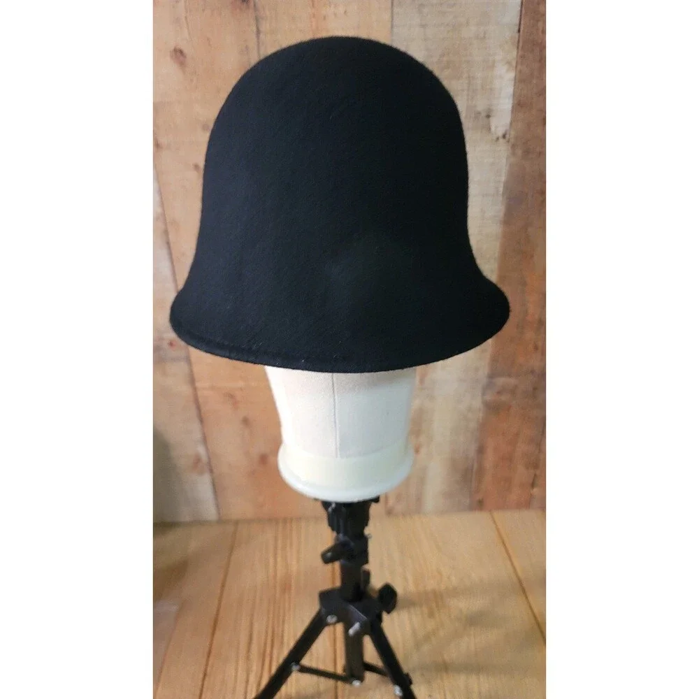 VTG Unbranded Black Wool Felt Blend Bucket Hat One Size Crushable